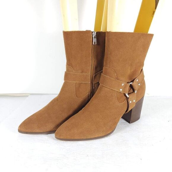 Steve Madden Steven Women’s Jiffie US 10M Chestnut Suede Heel Harness Boots - Picture 1 of 10